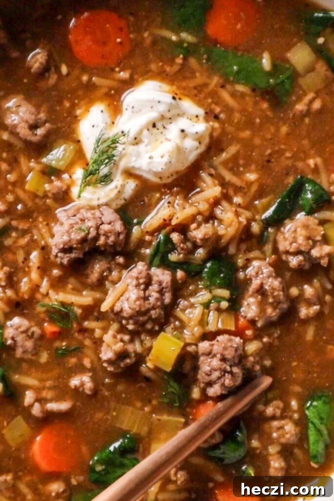 easy hearty beef soup with rice