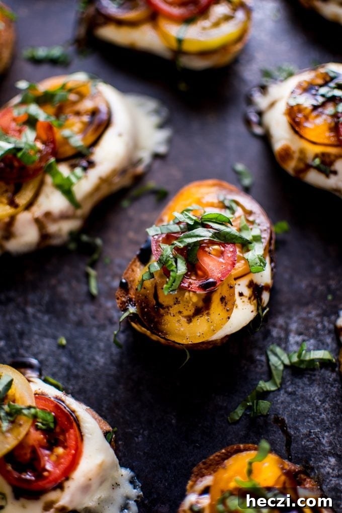 Caprese Crostini Recipe: Fresh Tomato, Basil & Mozzarella Bites 3 mozzarella, tomato, and basil balsamic crostini melts