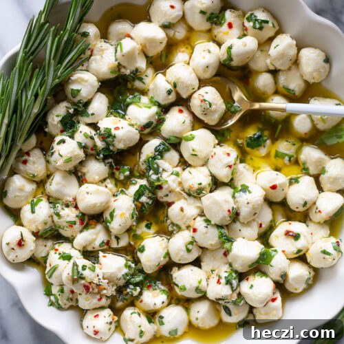Marinated Mozzarella Balls with Herbs and Olive oil