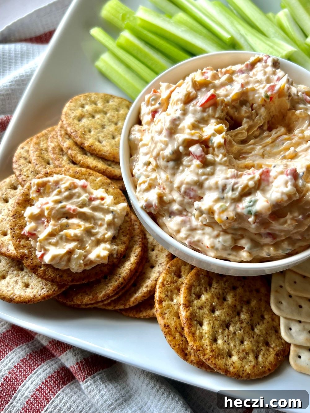 Southern Pimento Cheese Dip Recipe for Parties and Game Day 5 Pimento Cheese on crackers