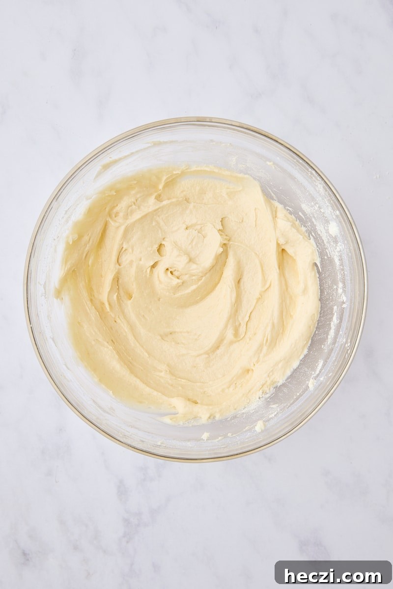 Fudgy Brownies with Cream Cheese Swirl Recipe 7 Smooth cream cheese mixture in glass bowl