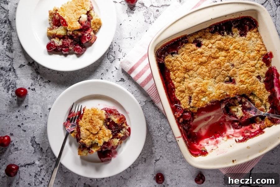two plates of cherry cobbler