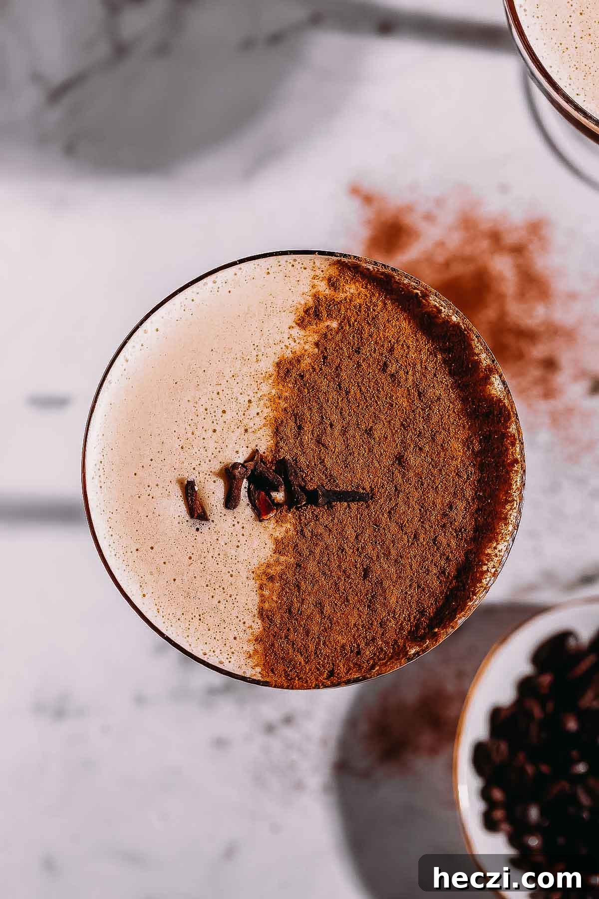 Overhead shot of chai espresso martini.