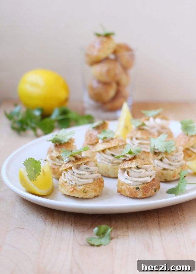 Parmesan Cheese Puffs with Smoked Salmon Mousse // FoodNouveau.com